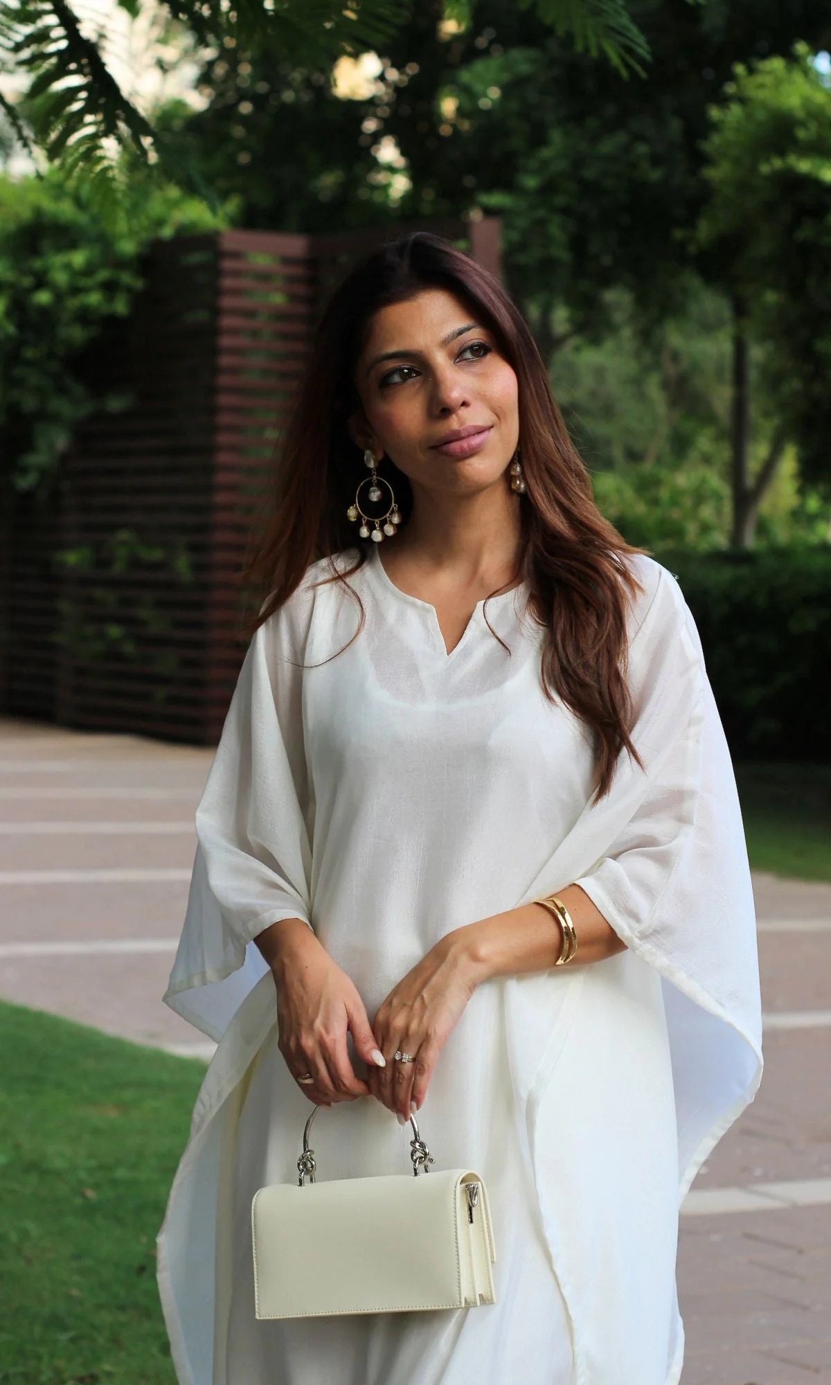 Pearl White Kaftan Style Coord Set - Image 4
