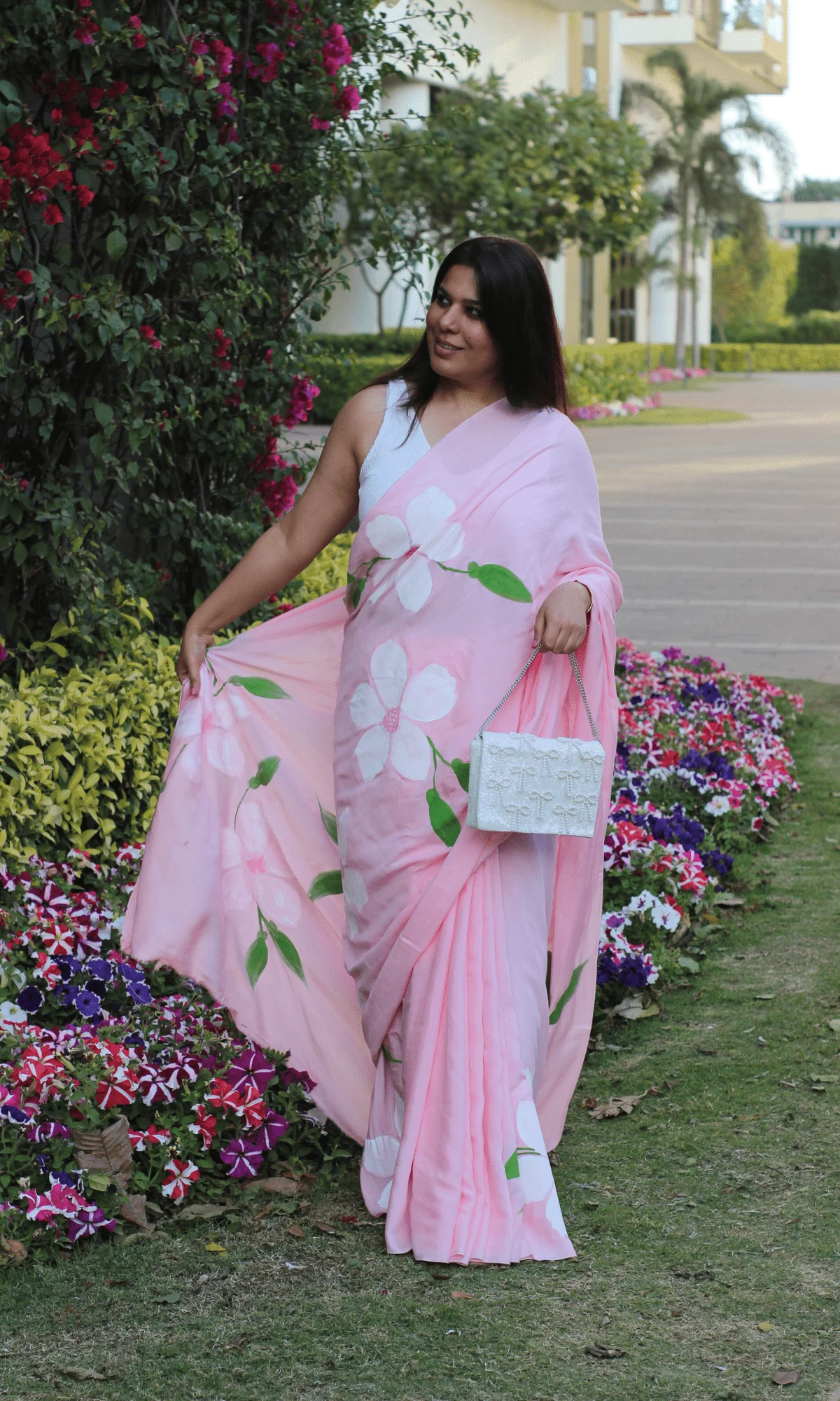 Princess Belle Muslin Silk Handbrush Painted Saree - Image 3
