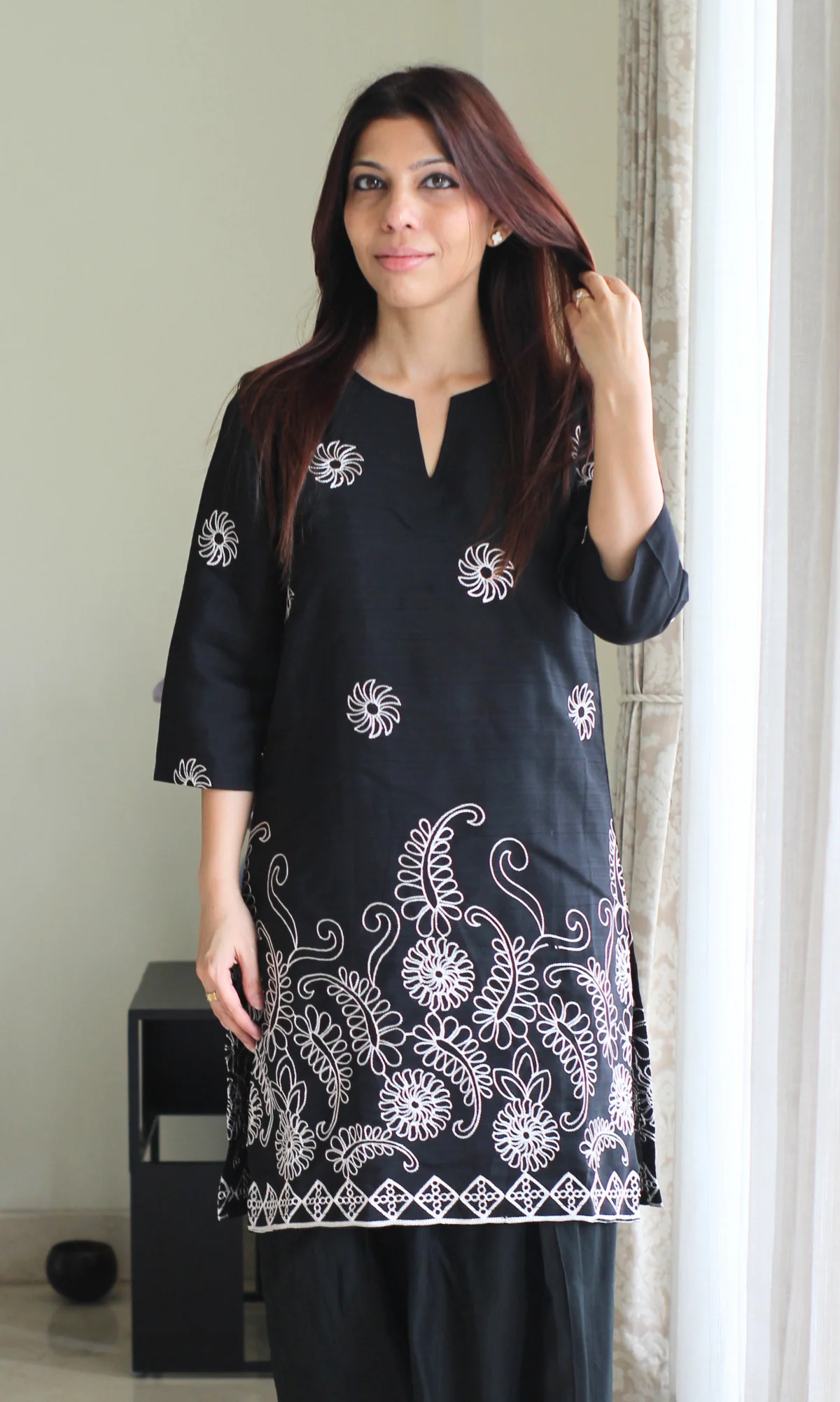 Raabta Black Embroidered Kurta with Farshi Salwaar - Image 5
