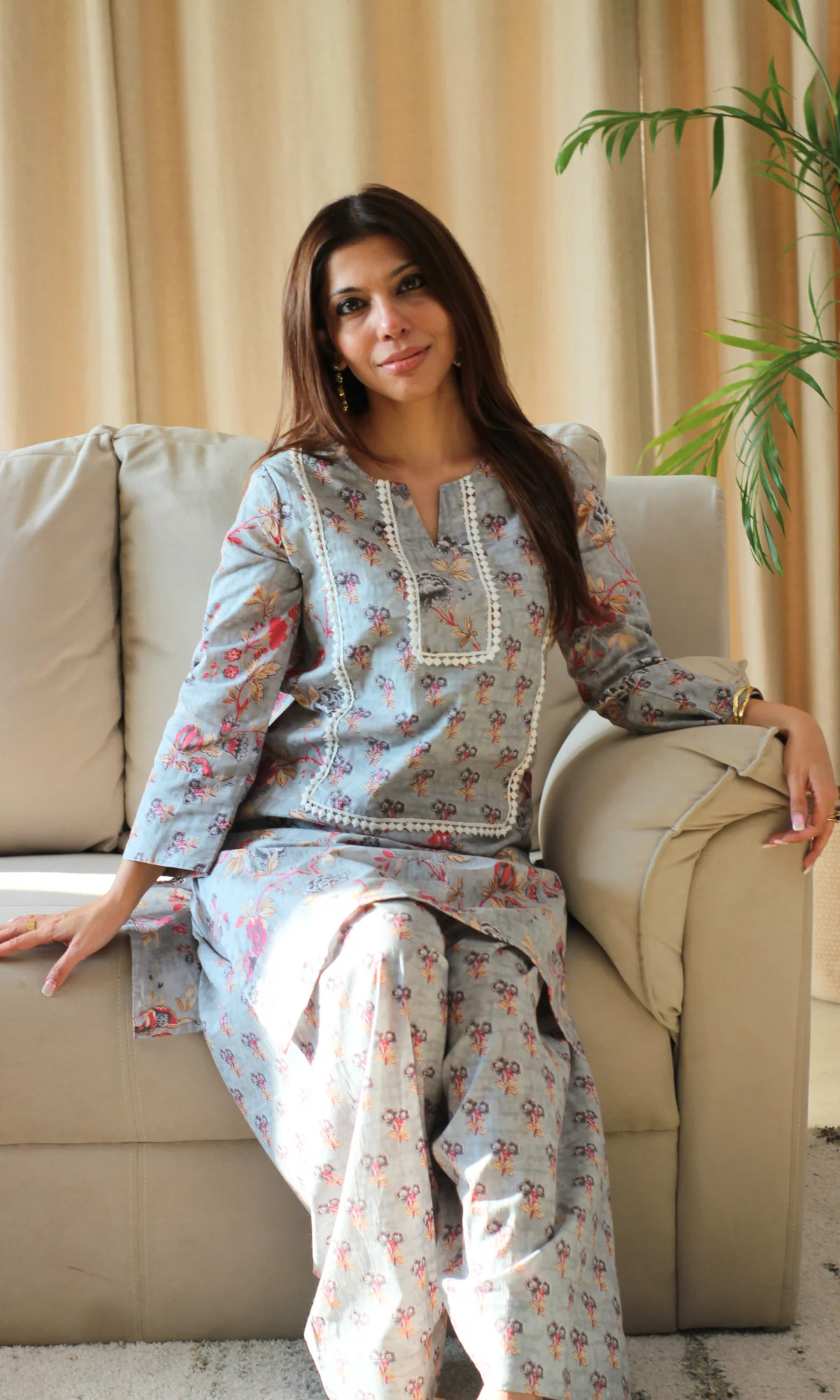 Steel Noor - e- Bahar Farshi Salwaar Cotton Co-ord - Image 3