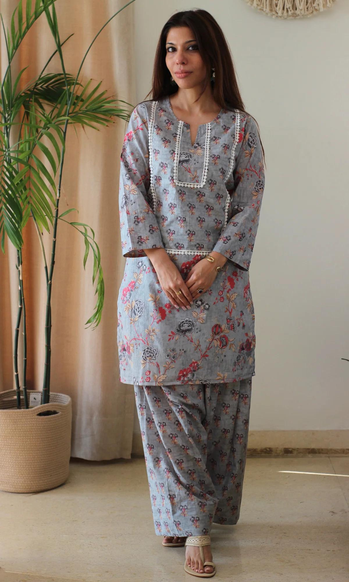 Steel Noor - e- Bahar Farshi Salwaar Cotton Co-ord - Image 4